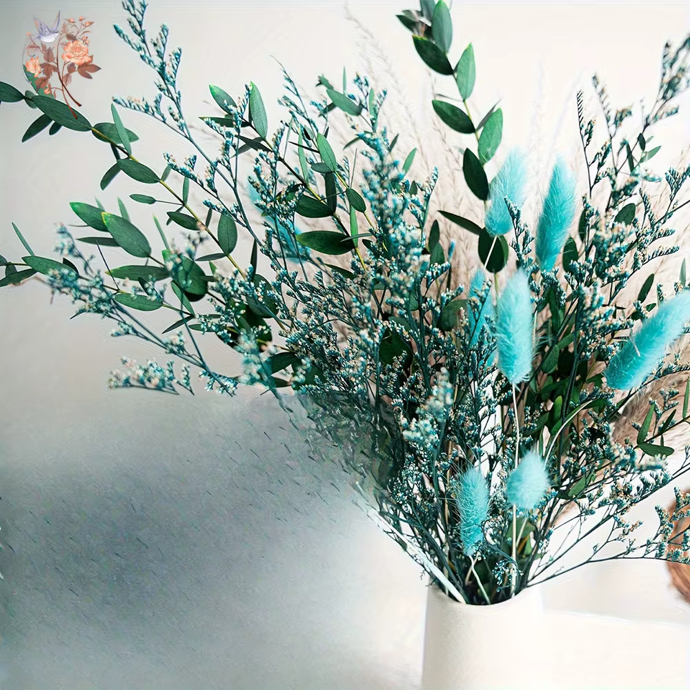 Bouquet de fleurs séchées naturelles bleues