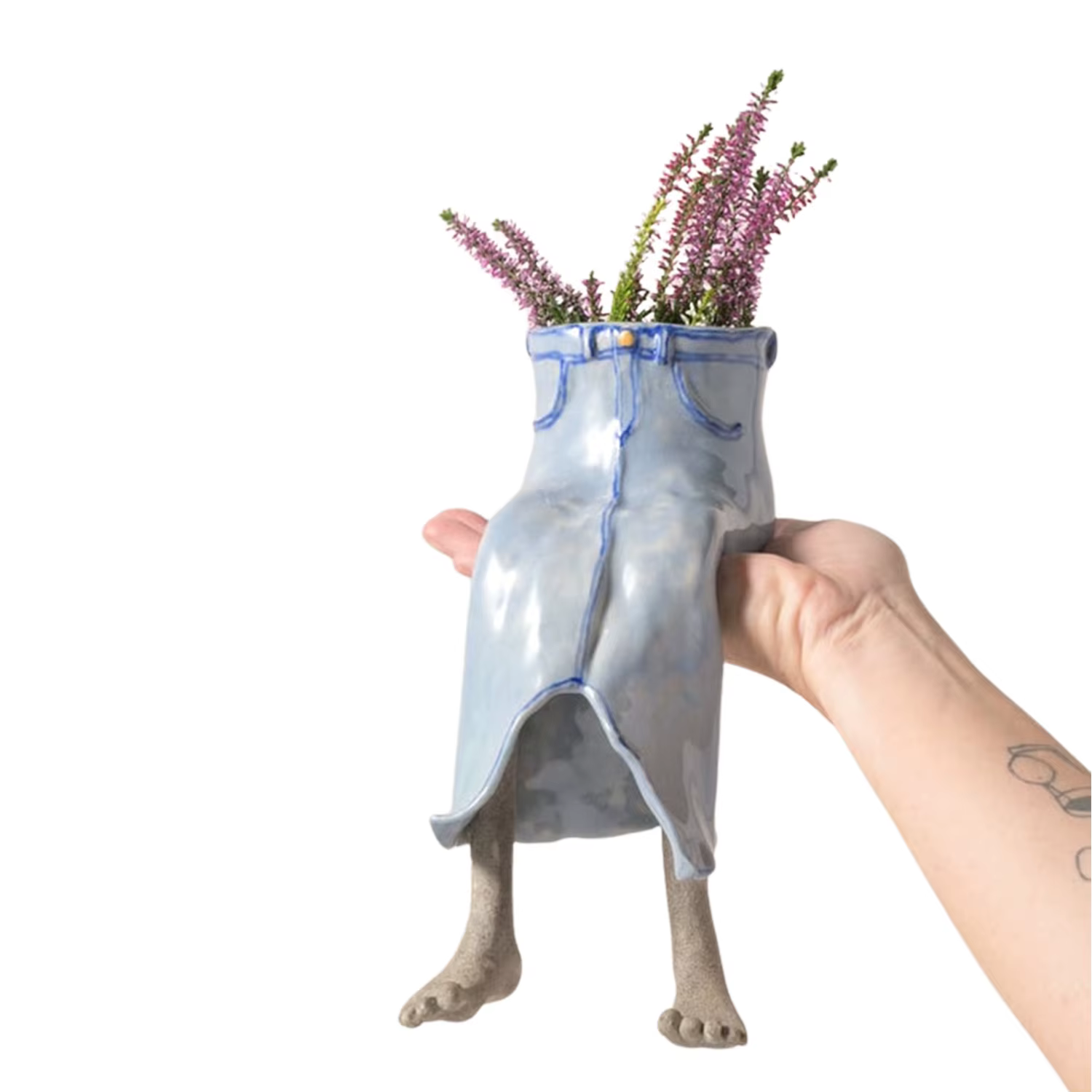 Pot de fleurs suspendu en forme de jambe
