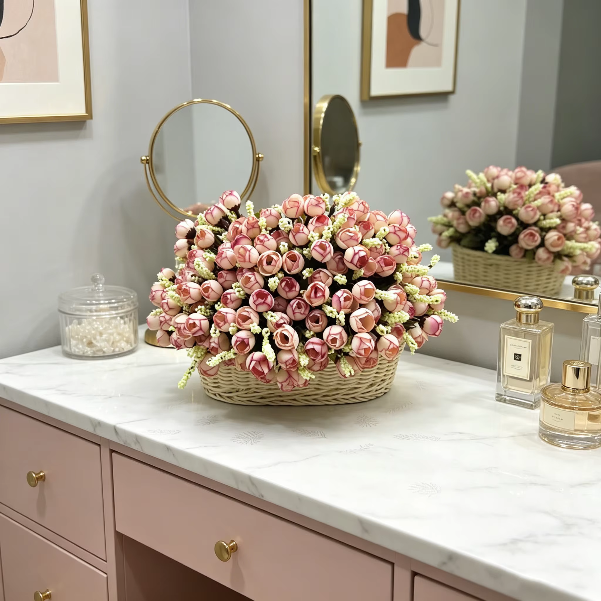 Bouquet de roses en soie multicolores