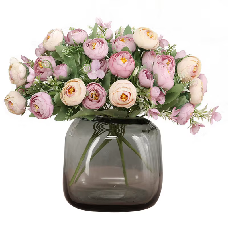 Vases de roses à thé multicolores pour décoration de maison