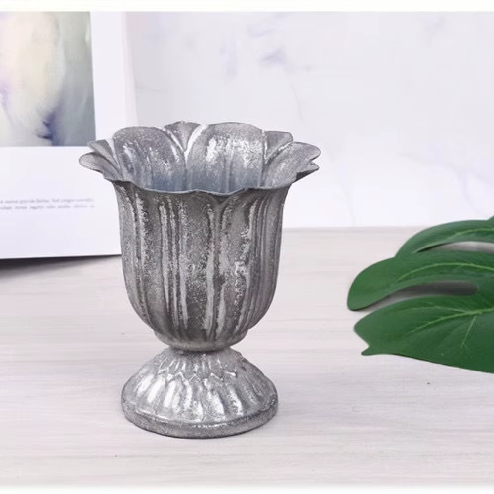 Vase en métal européen Vintage, décor Floral, Art en fer, accessoire de photographie pour la maison, Pot de fleur décoratif