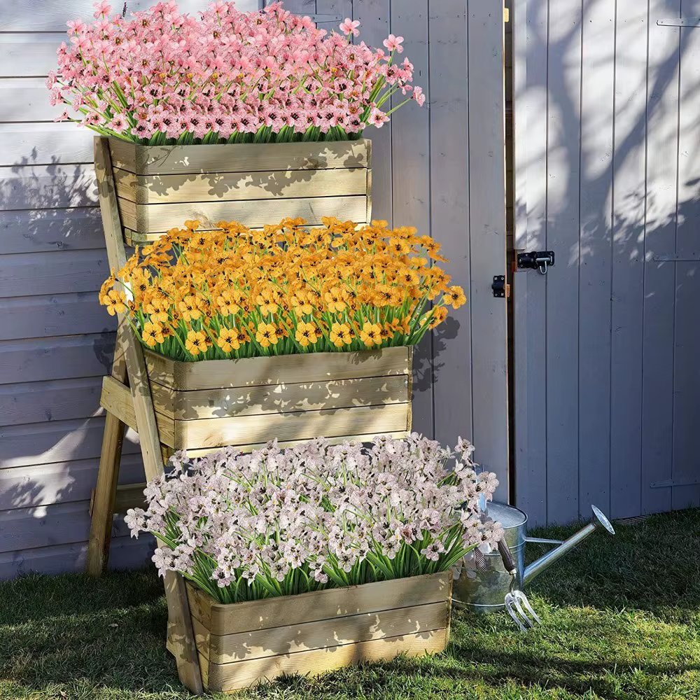 Fleurs artificielles en plastique sans décoloration