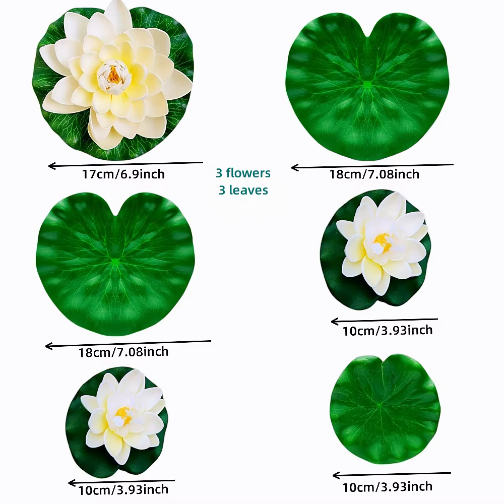 Lotus artificiel 3 fleurs et 3 feuilles
