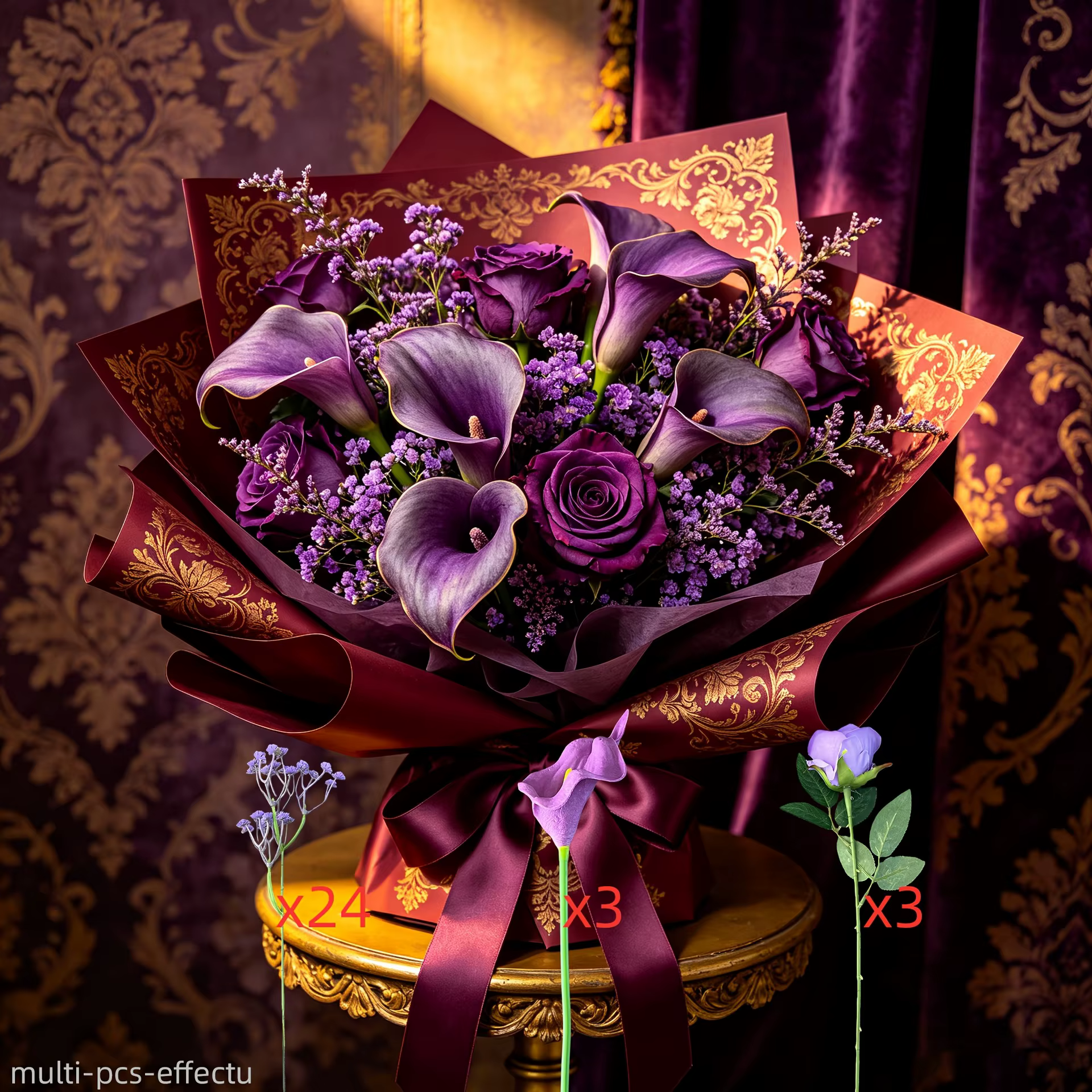 Ensemble de 30 fleurs artificielles de haute qualité