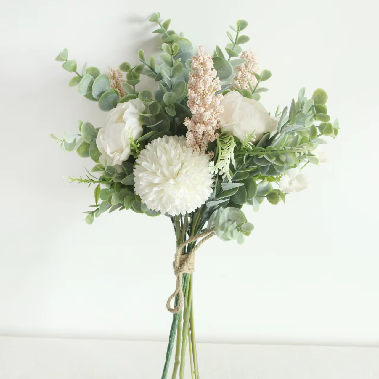 Pivoine Rose fleurs artificielles décor de mariage Eucalyptus mariée tenant Bouquet fête de noël organiser soie