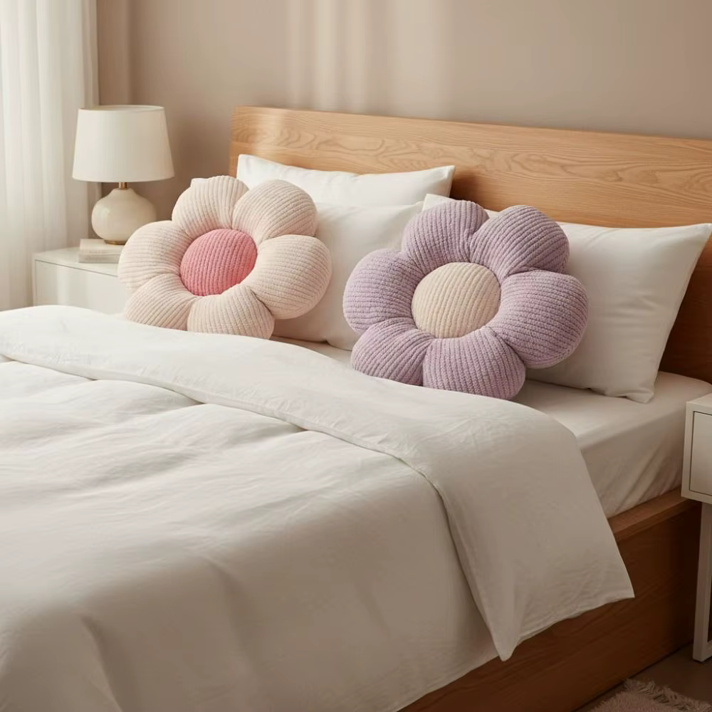 Coussin confortable en forme de fleur de 40 cm, rembourré en coton PP, oreiller doux en forme de fleur, tapis de chaise épais de dessin animé, cadeaux