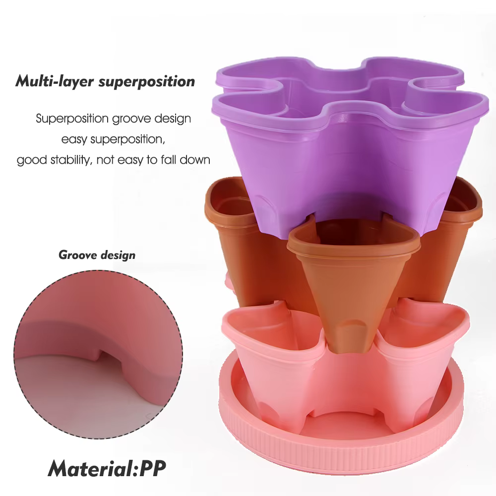 User inière empilable en plastique PP pour plantes d'intérieur et d'extérieur