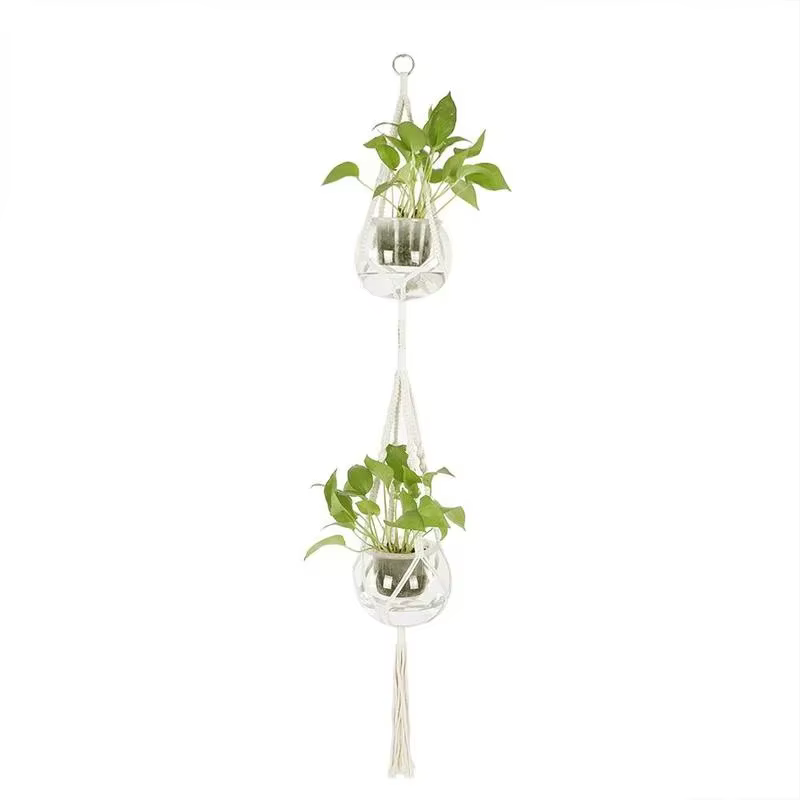 Cintre mural en macramé pour plantes