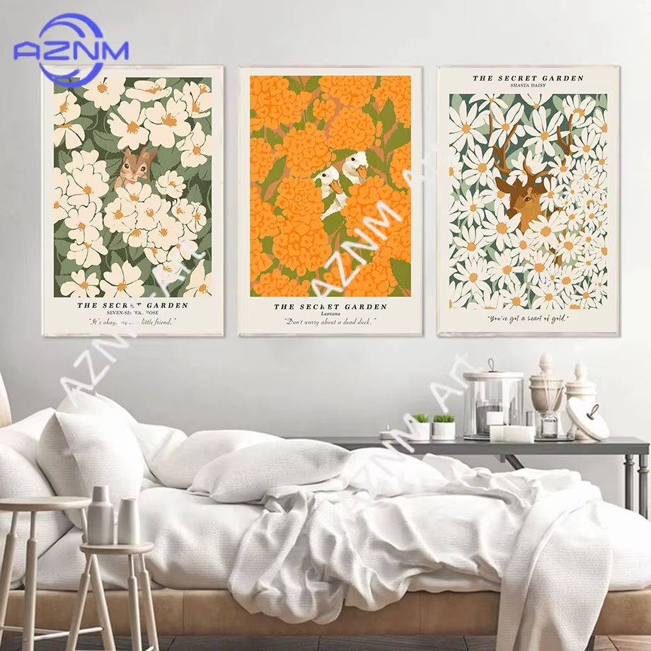 Peinture sur toile colorée sur le thème du marché des fleurs