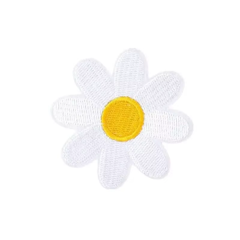 Étiquette brodée en tissu à motif floral pour sac