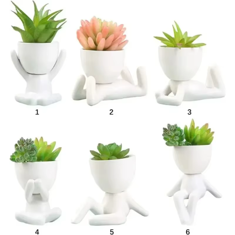 Pots de fleurs et jardinières de balcon en céramique blanche