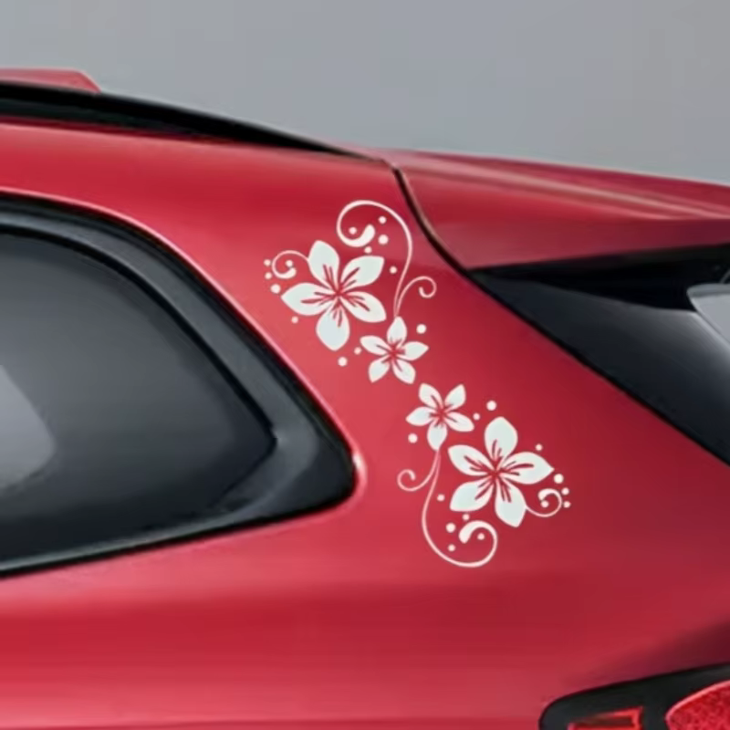 Autocollant de voiture en vinyle à motif floral, autocollant gris/blanc/noir pour pare-brise, pare-chocs et capots, adapté aux SUV et aux véhicules