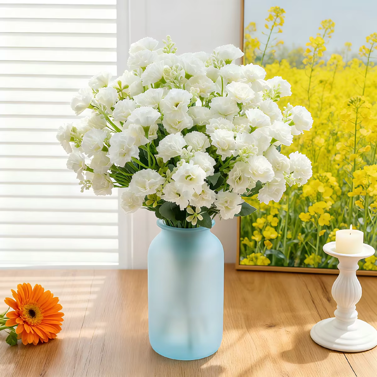 5 fourchettes 15 têtes de fleurs artificielles