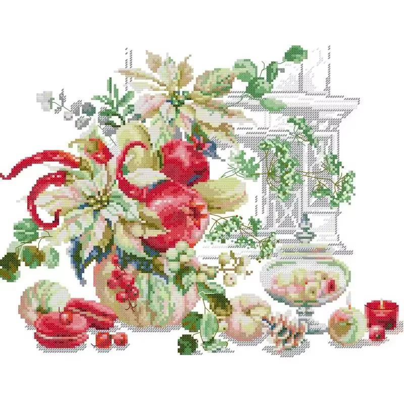 Analyste de point de croix de la série de fleurs de bouquet de convocation de Noël