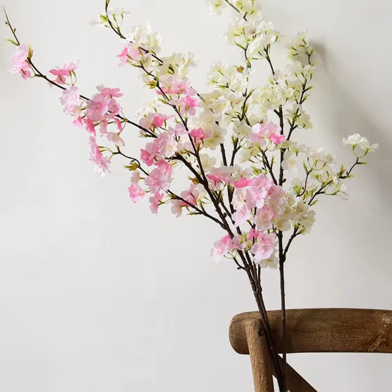Branches de fleurs de cerisier artificielles effet soie