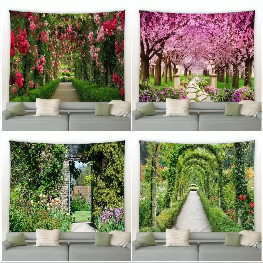 Tapisserie de fleurs de jardin de printemps, décor mural, maison, salon