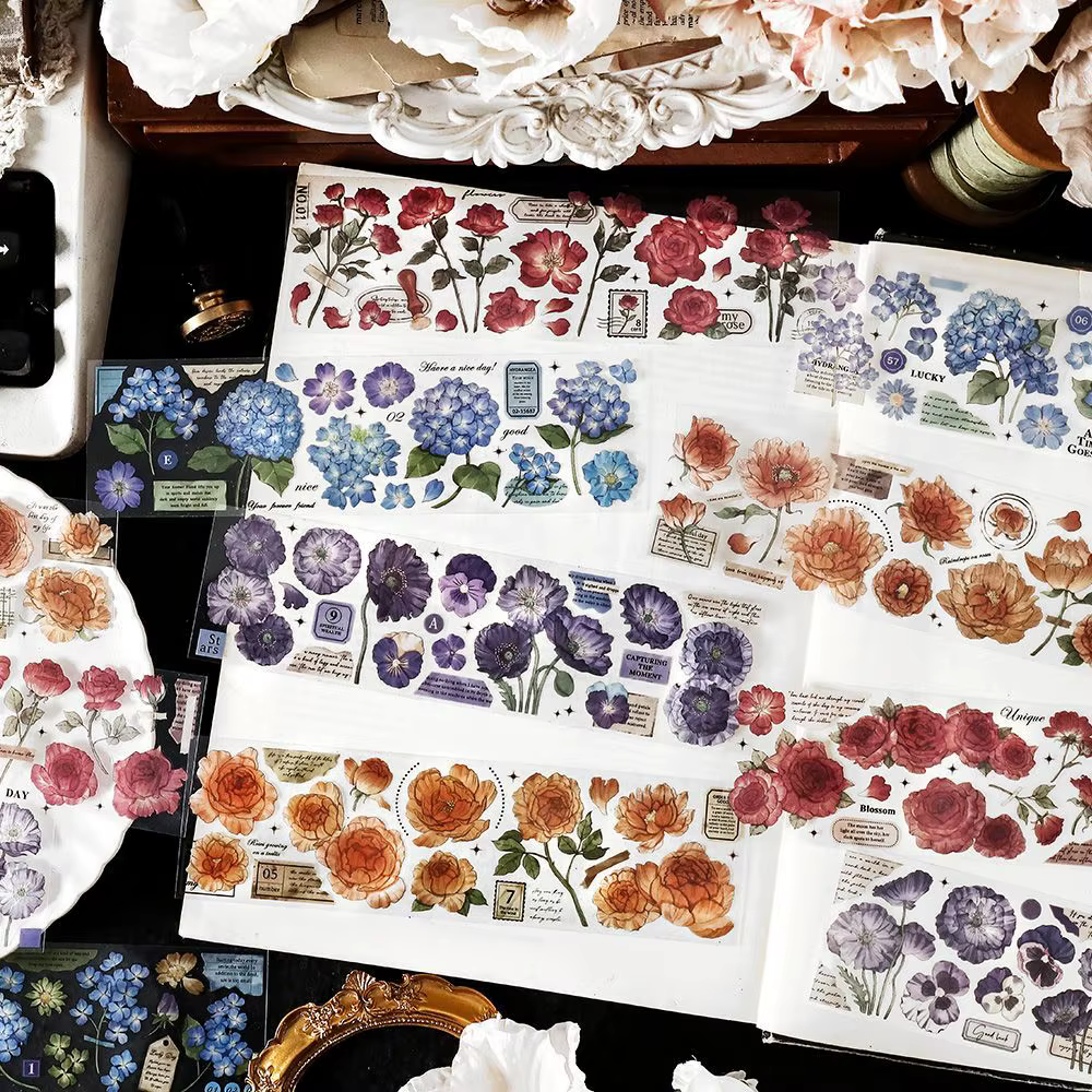 Autocollant décoratif avec fleurs et plantes