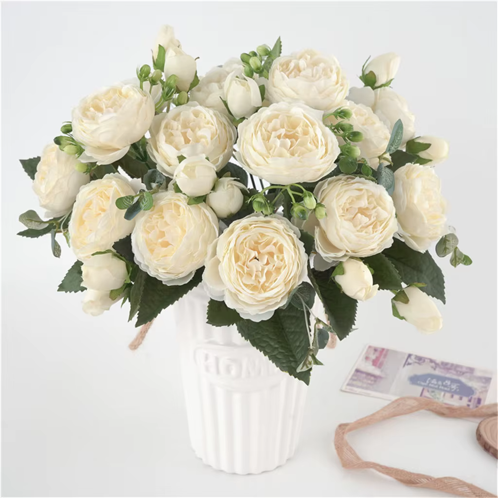 1 bouquet de fleurs pivoines en soie