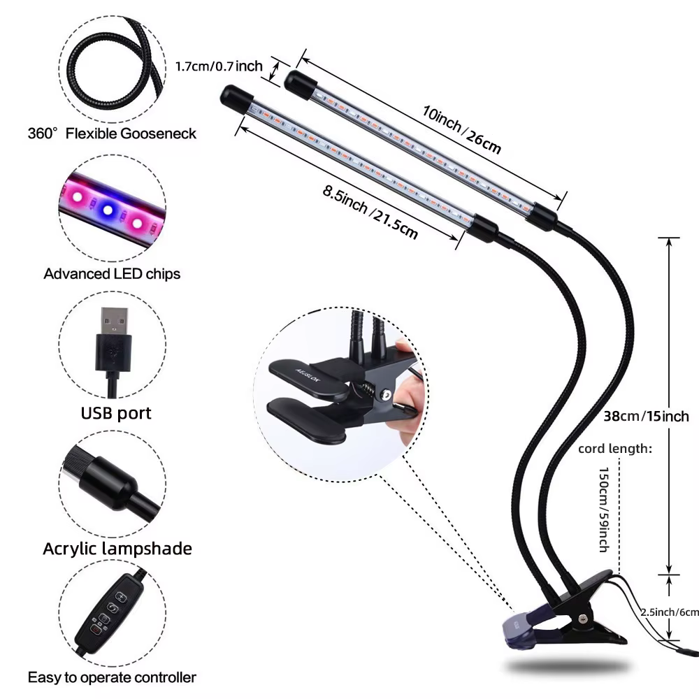 USB LED plante poussent la lumière jardin intérieur 10 niveaux réglables