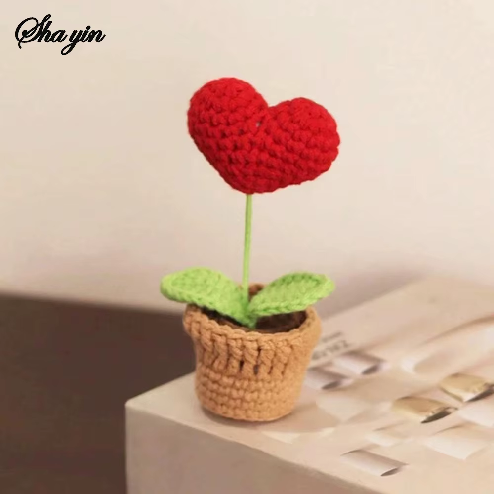 Crochet tissé fini petite plante en pot Simulation fleur