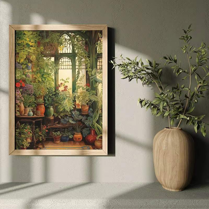 Impression d'art sur toile de feuilles botaniques vertes