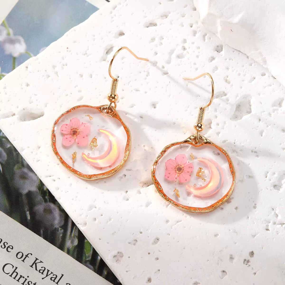 Boucles d'oreilles pendantes en fleurs séchées pour femmes, bijoux avec hypoallergénique et créativité, pendentif en fleurs naturelles, cadeaux, nouvelle collection