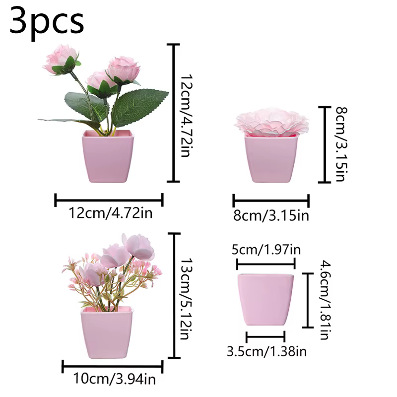 (Un ensemble de 3 pièces) de mini plantes en pot simulées adaptées à la décoration de maisons