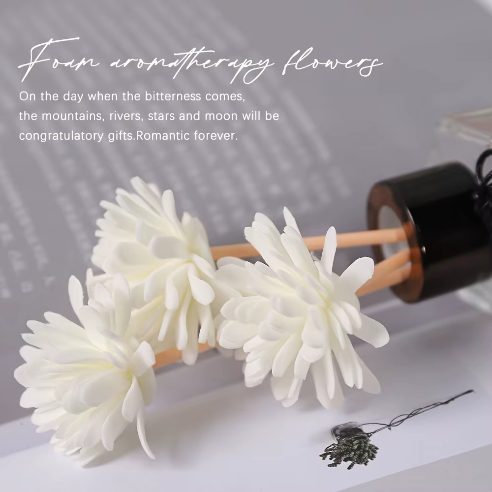 5/20/50pcs bâton de diffusion d'arôme et combinaison de fleurs en mousse blanche