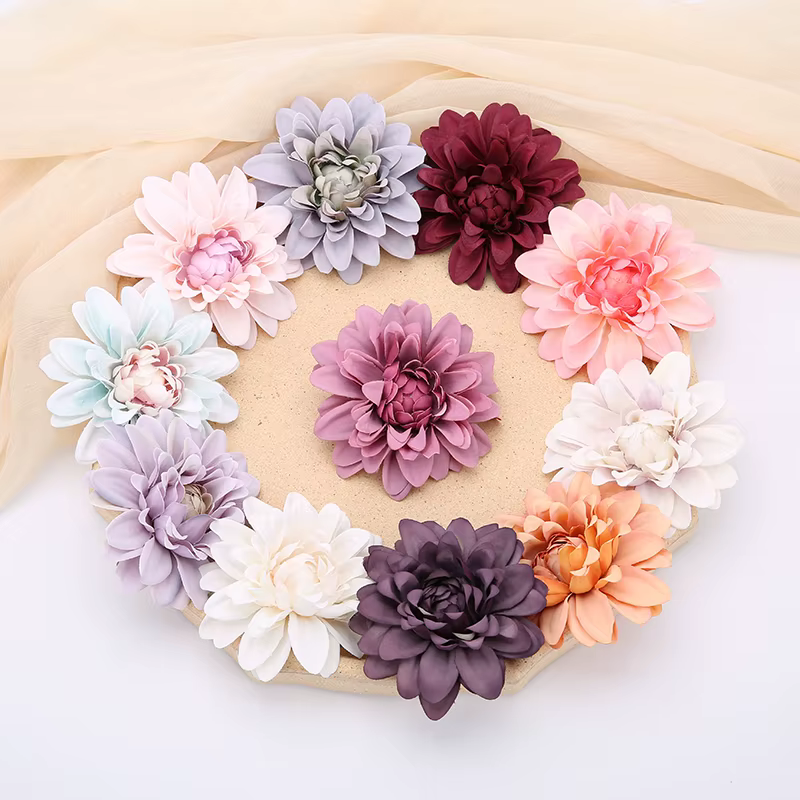 Têtes de fleurs artificielles Dahlia en soie