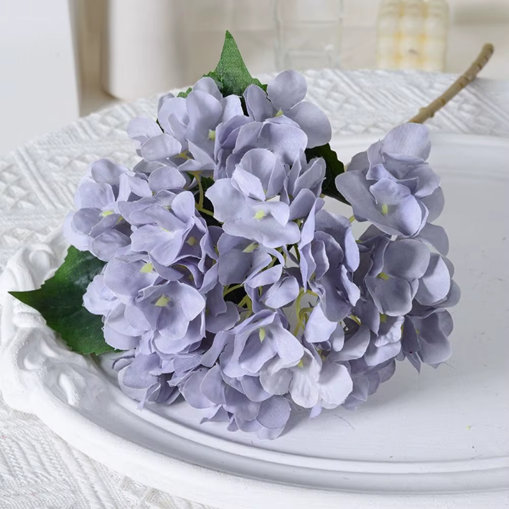 Bouquet de fleurs artificielles d'hortensias bleus colorés de 45 cm pour mariage
