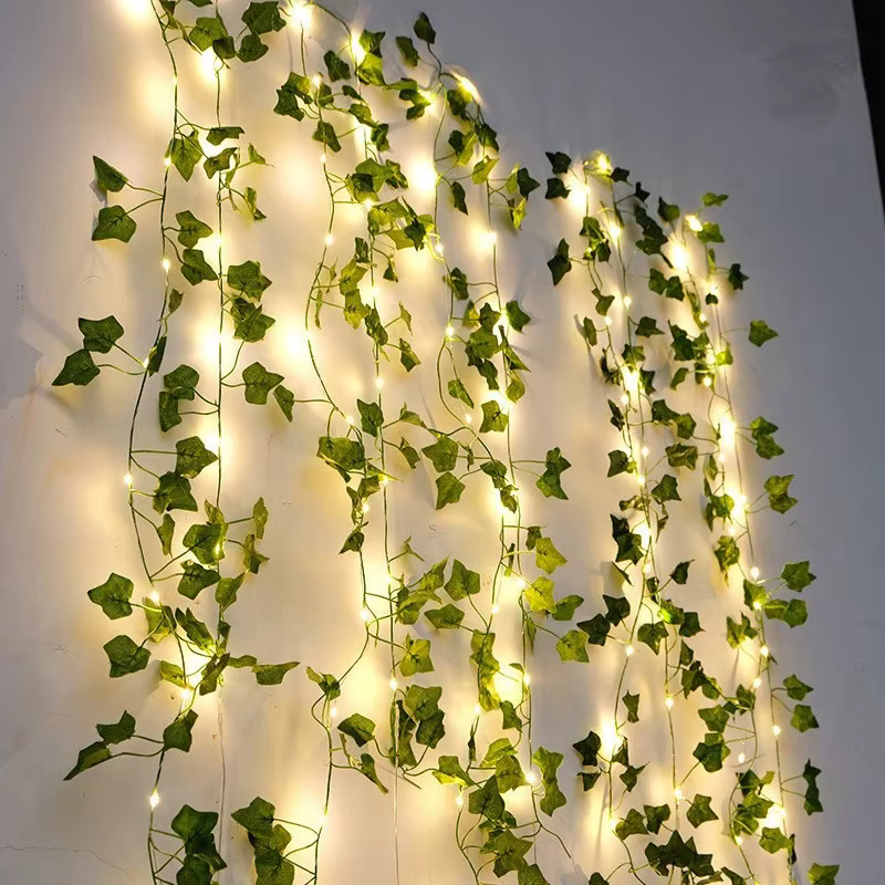 Guirlande lumineuse à feuilles vertes de 2M