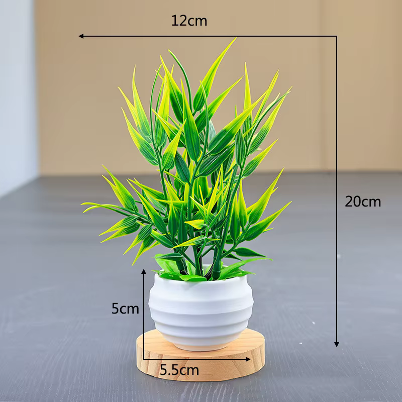 Bonsaï artificiel vert fausse plante feuille de bambou fleur