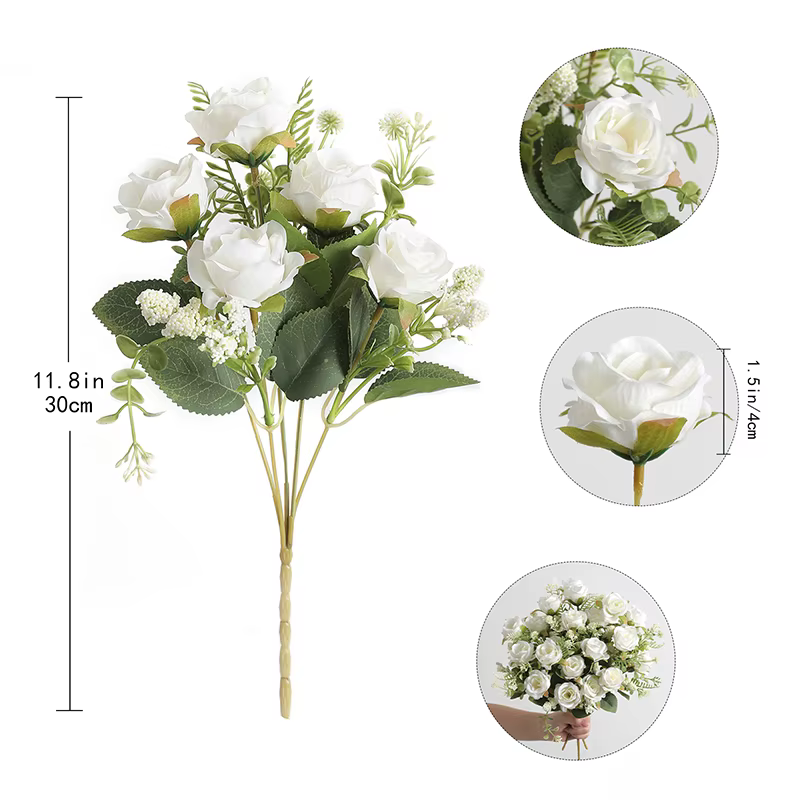 Bouquet de pivoines artificielles en soie blanche