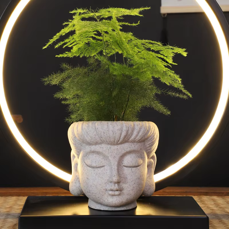 Nouveau pot de fleurs zen créatif en forme de tête de Bouddha