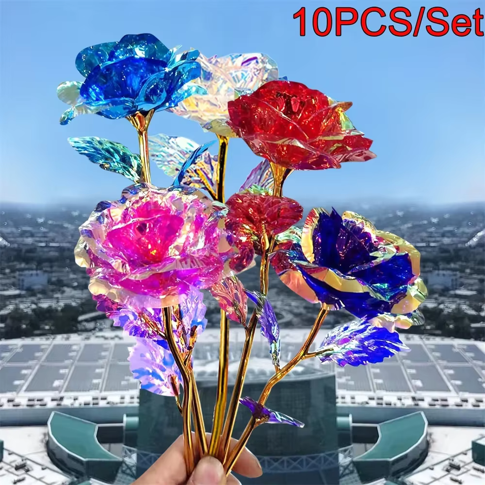 Collection de fleurs préservées dorées de 24 carats