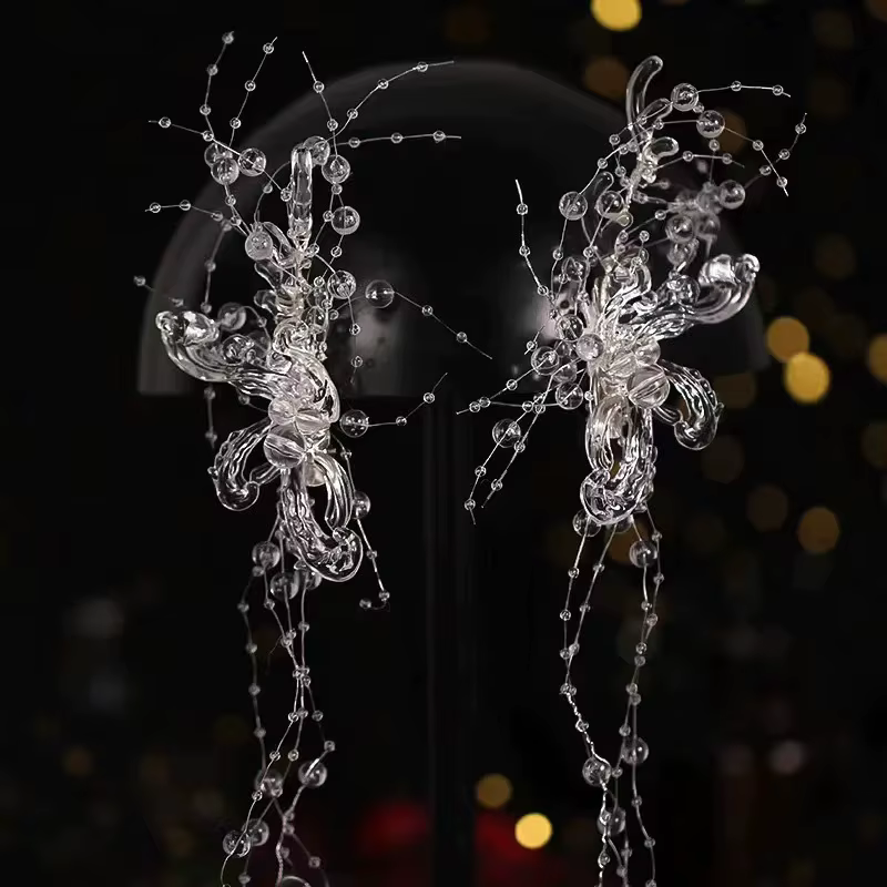 Épingle à cheveux papillon en cristal translucide, accessoire de mariage, conte de fées, couvre-chef à pompon, superbe pince à cheveux de Style féerique