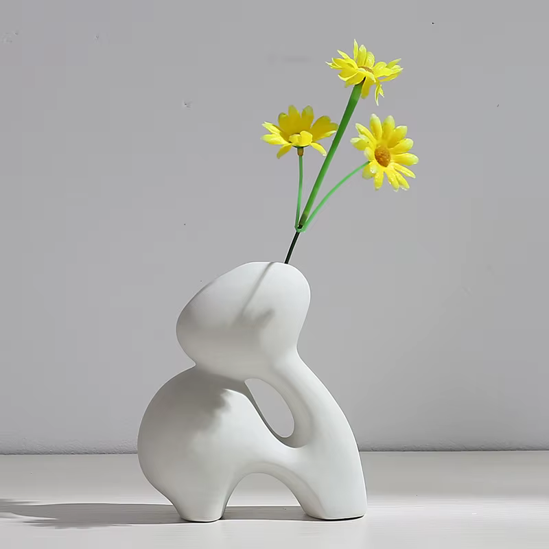 Vase en céramique, Arrangement de fleurs séchées