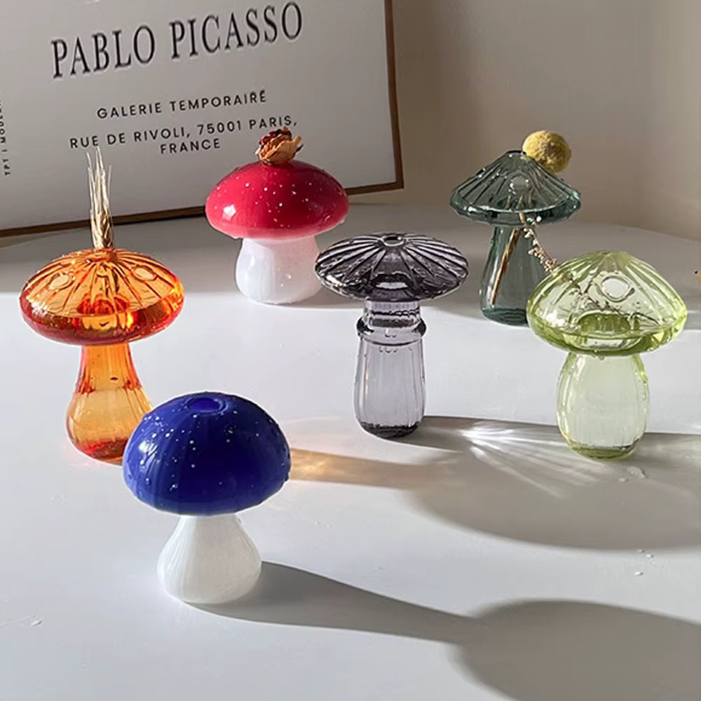 Mini Vase à fleurs en verre Vintage en forme de champignon