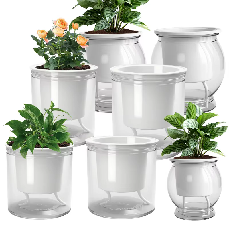 Pot de fleurs en résine blanche