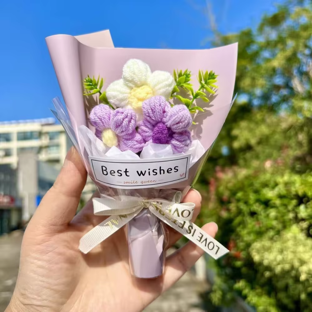 Bouquet de fleurs artificielles en laine