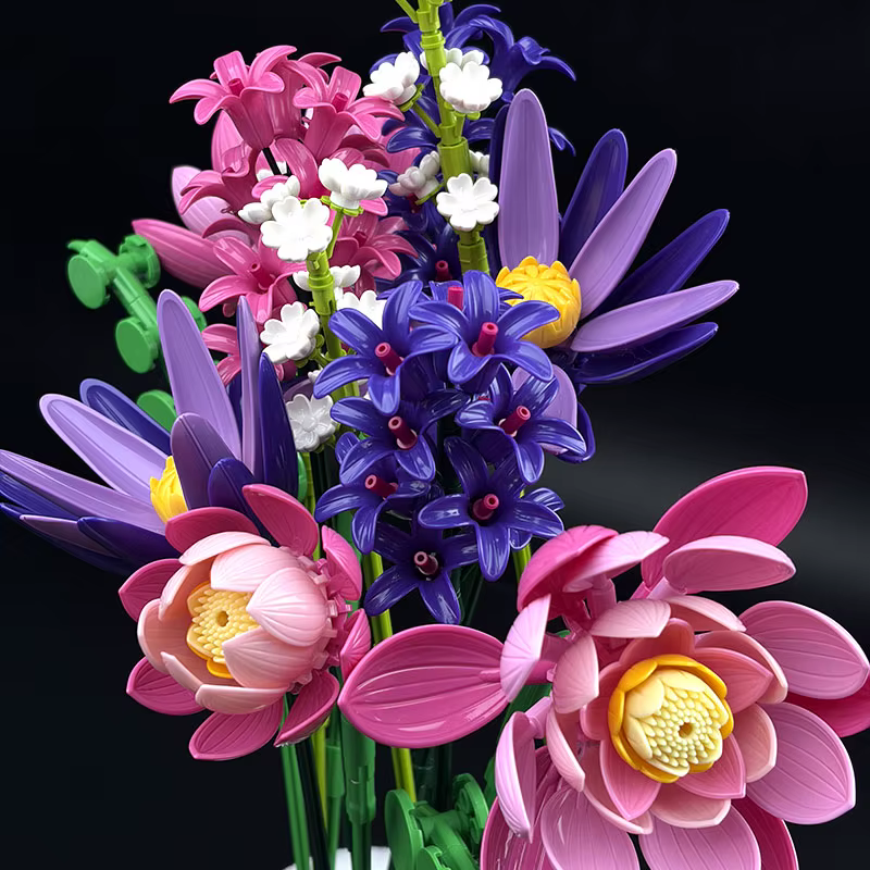 Bouquet de fleurs en blocs de construction Lotus et Jacinthe
