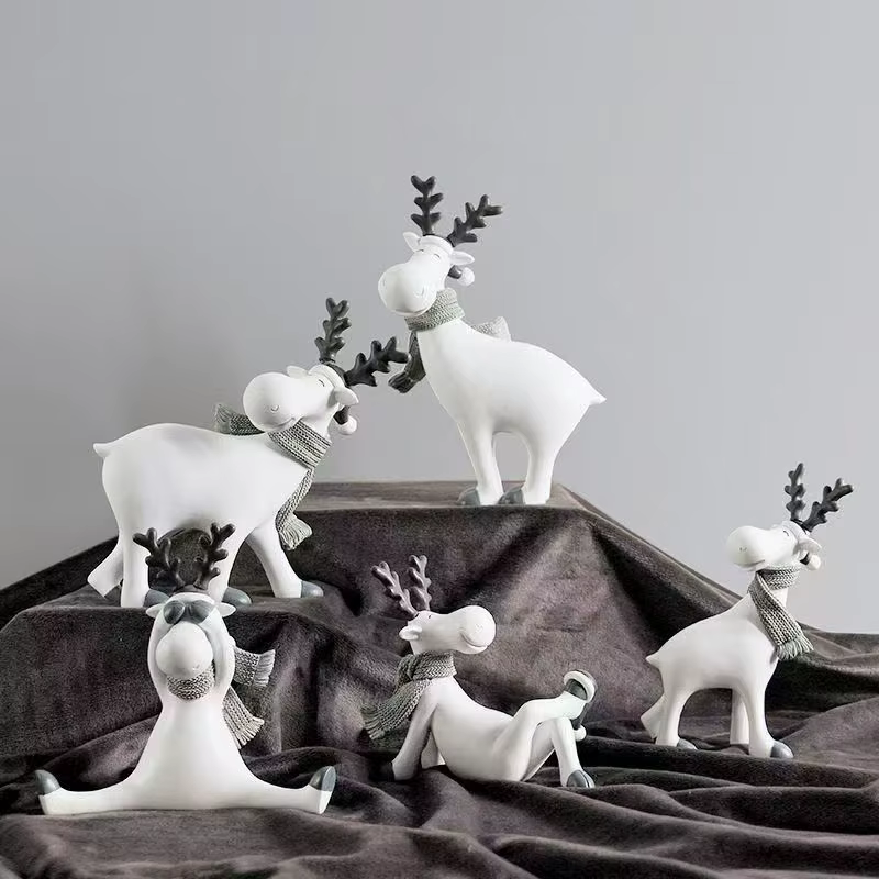 Statue de renne de Noël en résine artisanale