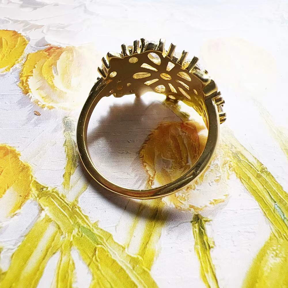Bague de Cocktail à fleurs plaquées or, jolie marguerite, bijoux fins pour femmes, tout nouveau cadeau romantique d'automne en argent Sterling 925