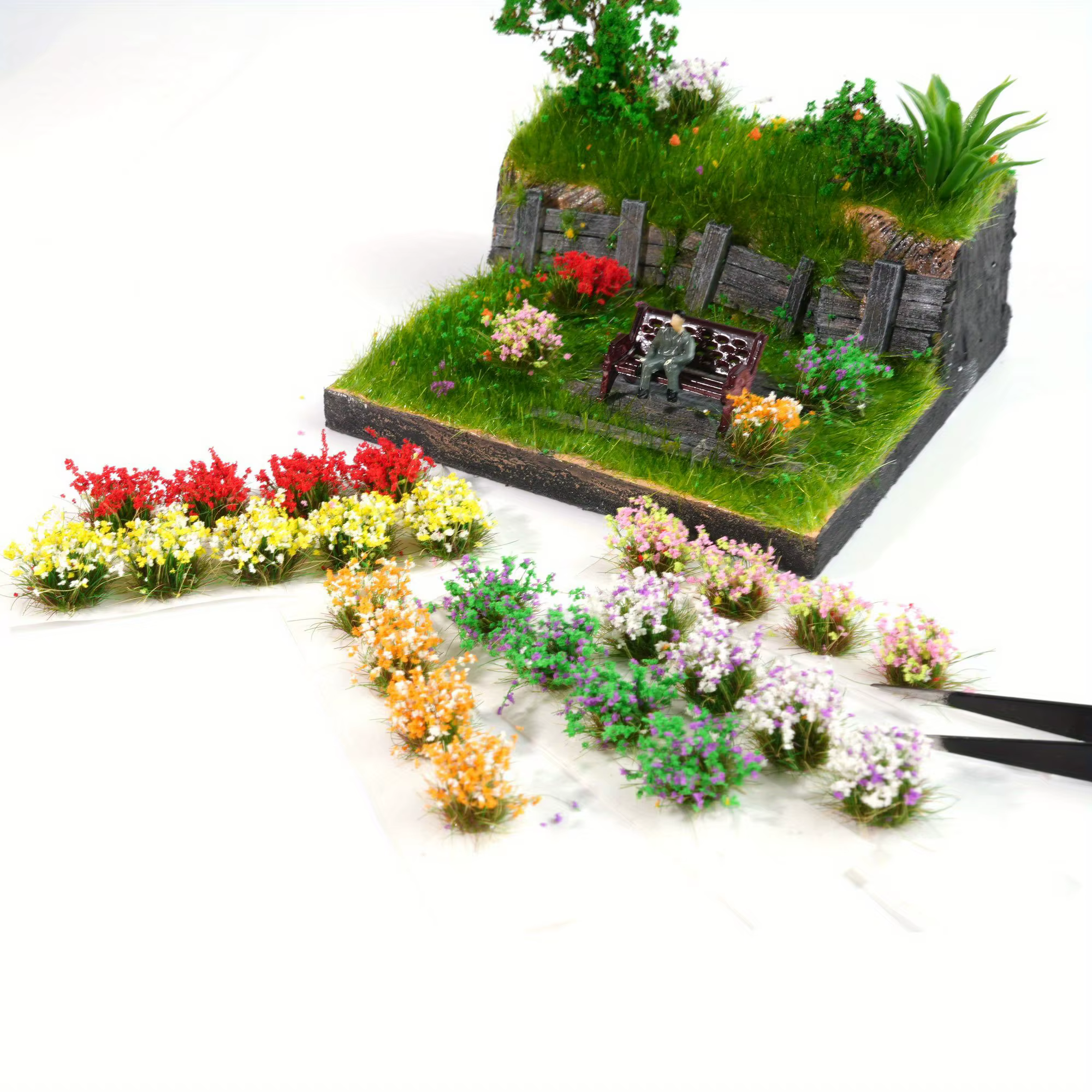 15tufts grappes de fleurs colorées miniatures pour Micro paysage