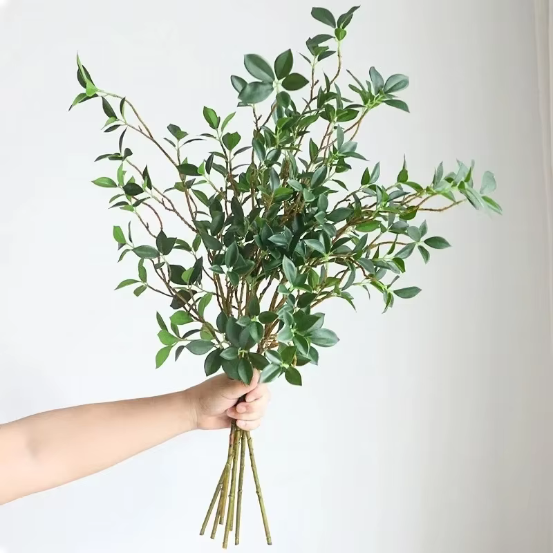 Tenuifolia Ficus feuilles d'arbre plantes artificielles Branches longue tige maison décoration de mariage Table extérieure jardin fausse plante