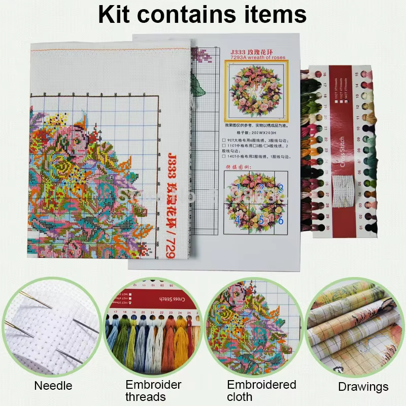 Joy Sunday ensembles pour broderie point de croix fleurs plante bricolage Kits de couture motifs