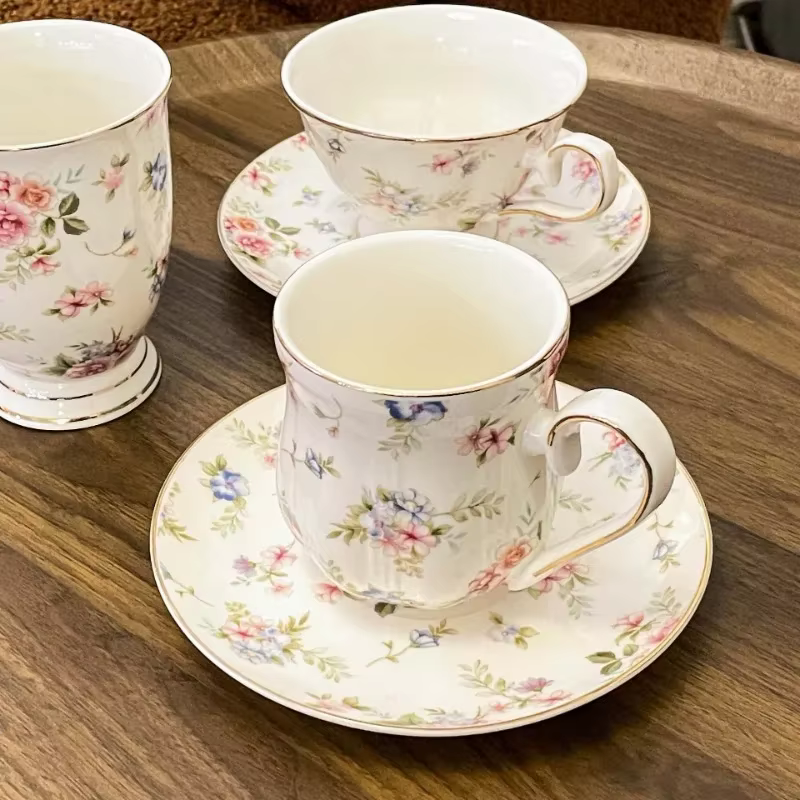 Ensemble de tasses à café en céramique, Vintage anglais cassé, fleur, tasse à thé camélia de l'après-midi, Phnom Penh, tasse de luxe légère en céramique, tasse de cuisine