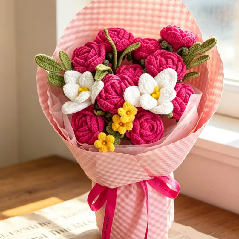 Bouquet floral en crochet de roses exquises