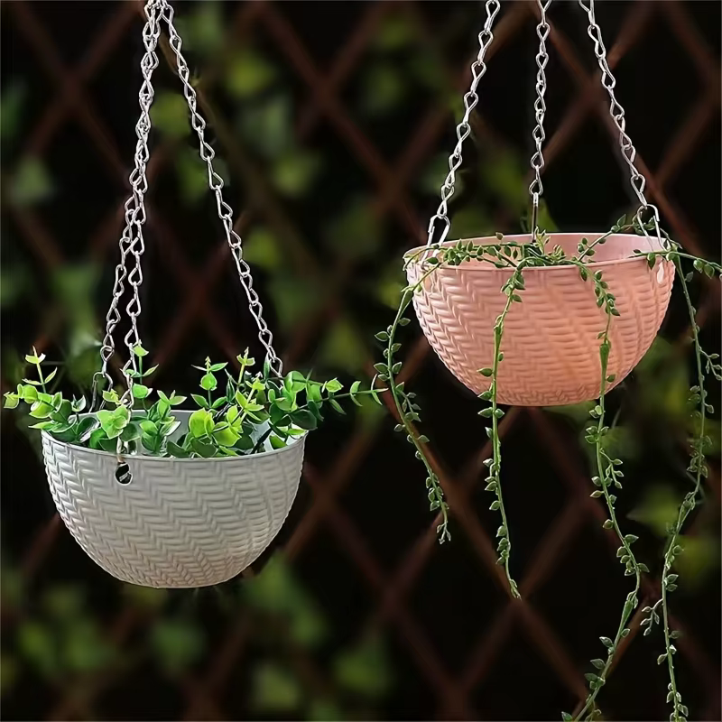 2 pots de fleurs suspendus