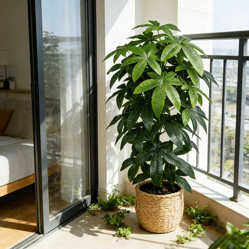 Un arbre à monnaie artificiel Pachira Aquatica avec ses caractéristiques scientifiques d'arbre